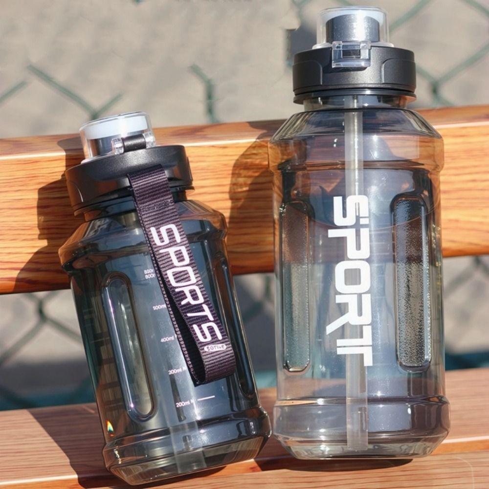 

850/1300ml Sports Water Cup Straw Fitness Drinking Bottle Fitness Water Bottle Travel 800ml рожевий