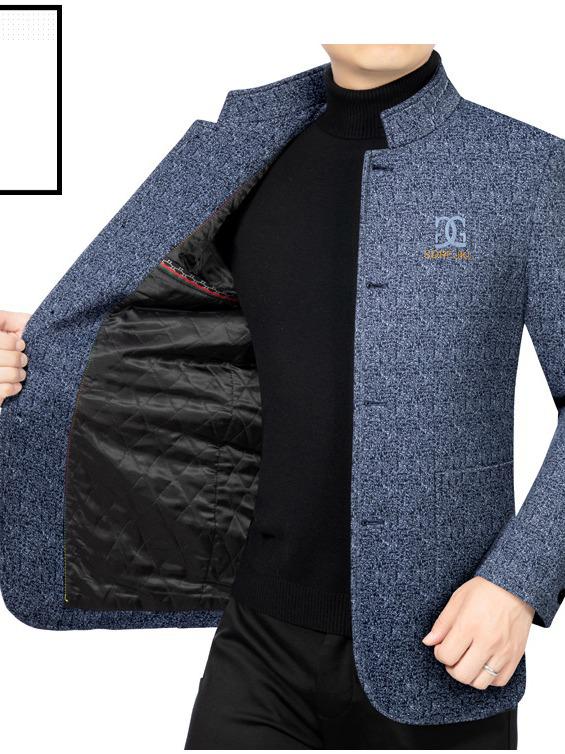 Men's Spring 2024 Wool Stand Collar Jacket - Fashionable Casual Business Coat