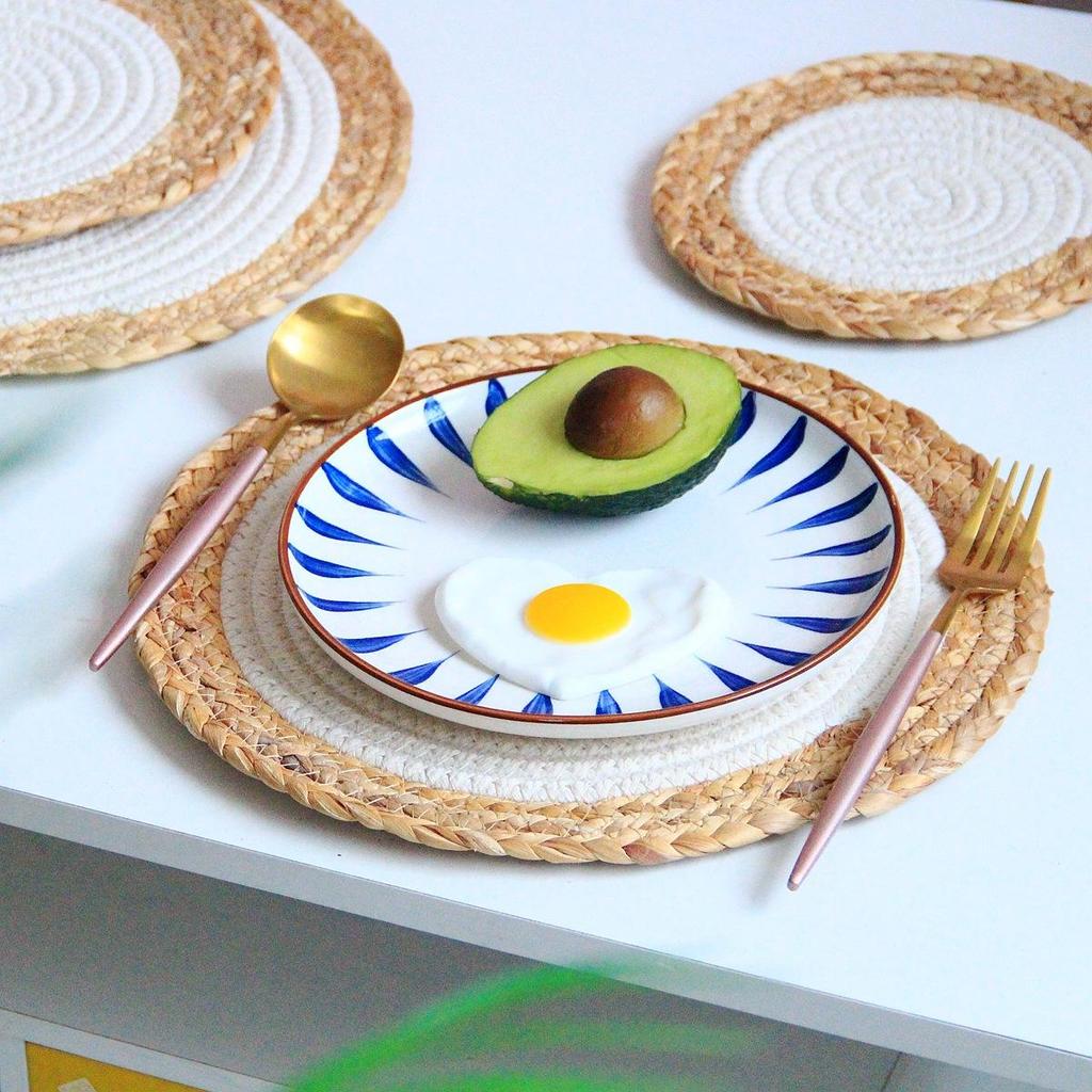 12cm*12cm Cotton Rope Heat Resistant Woven Coasters Handmade Multiple Colors Creative Coffee Cup Pad Chic Accessories