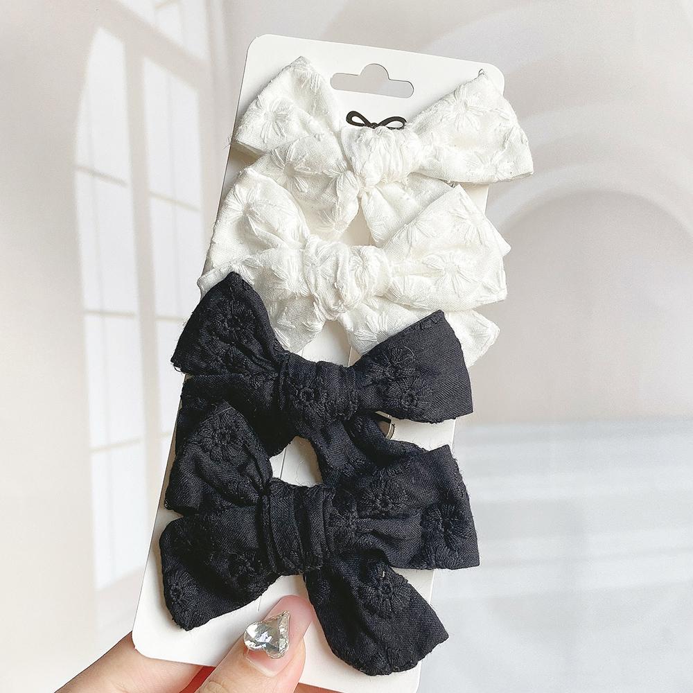 4Pcs/Set Sweet Print Bowknot Hair Clips For Cute Baby Girls Cotton Bows Hairpin Barrette New Headwear Kids Hair Accessories Gift
