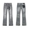 Mens Straight Fit Distressed Patchwork Denim Jeans Vintage Streetwear Style High Waist Ripped Cotton