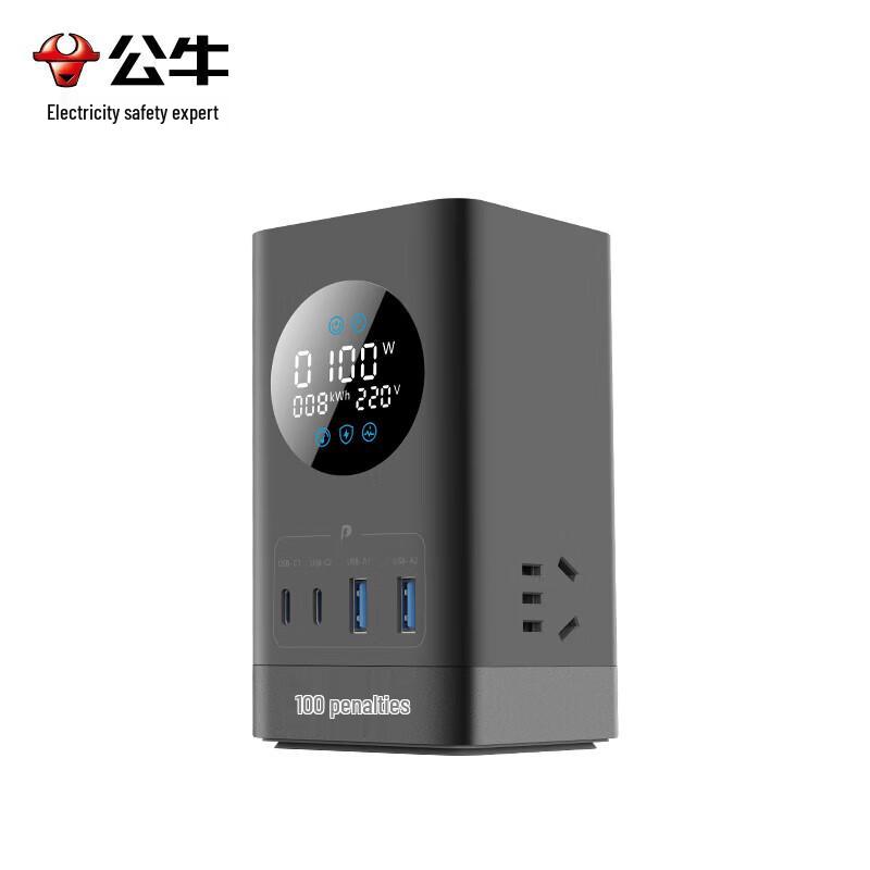 BULL 100W GaN Smart Desktop Power Strip with USB-C & Display