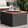 Garden Table Black 55 x 55 x 37 cm Poly Rattan and Acacia Wood