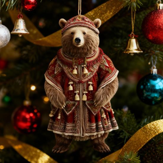 Polar Bear Christmas Ornament Cute Bear Xmas Tree Ornament 2D Acrylic Hanging Pendant for Car Interior Home Decor
