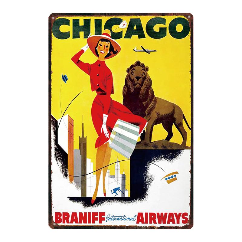 [ YZFQ ] New York City Reiseplakette Metall Vintage Blechschild Reisesouvenir Wand Bar Zuhause Restaurant Dekor 30X20CM DU-3558A