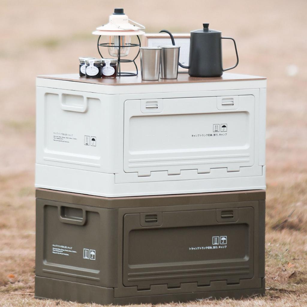 Large Capacity Camping Organizers Box Large Capacity Outdoor Storage Chest Waterproof Container with Wood Top Cover