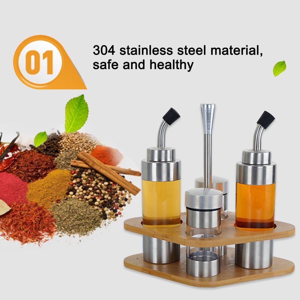 4-Pack 304 Stainless Steel Seasoning Containers Condiment Pots Olive Oil /Salt/Pepper