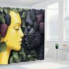 Golden Face & Berry Print Waterproof Shower Curtain For Bathroom, Unique Artistic Design High-End Toilet Partition Curtain