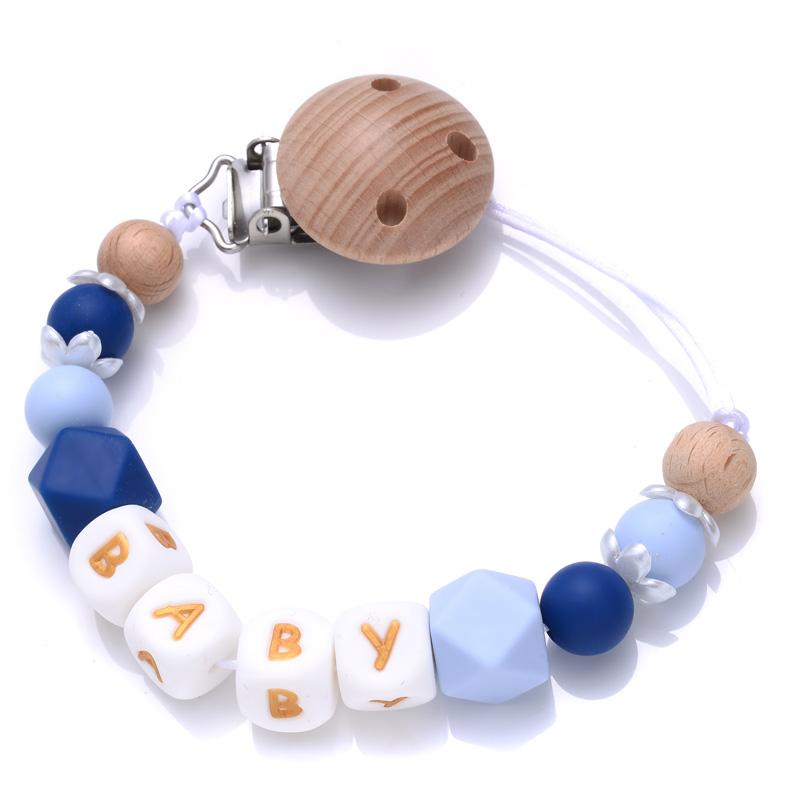 Beech Baby Pacifier Clip Personalized Name Silicone Teether Beads Toddler Nursing Bracelet Toy Baby Pacifier Chain Nipples Chain