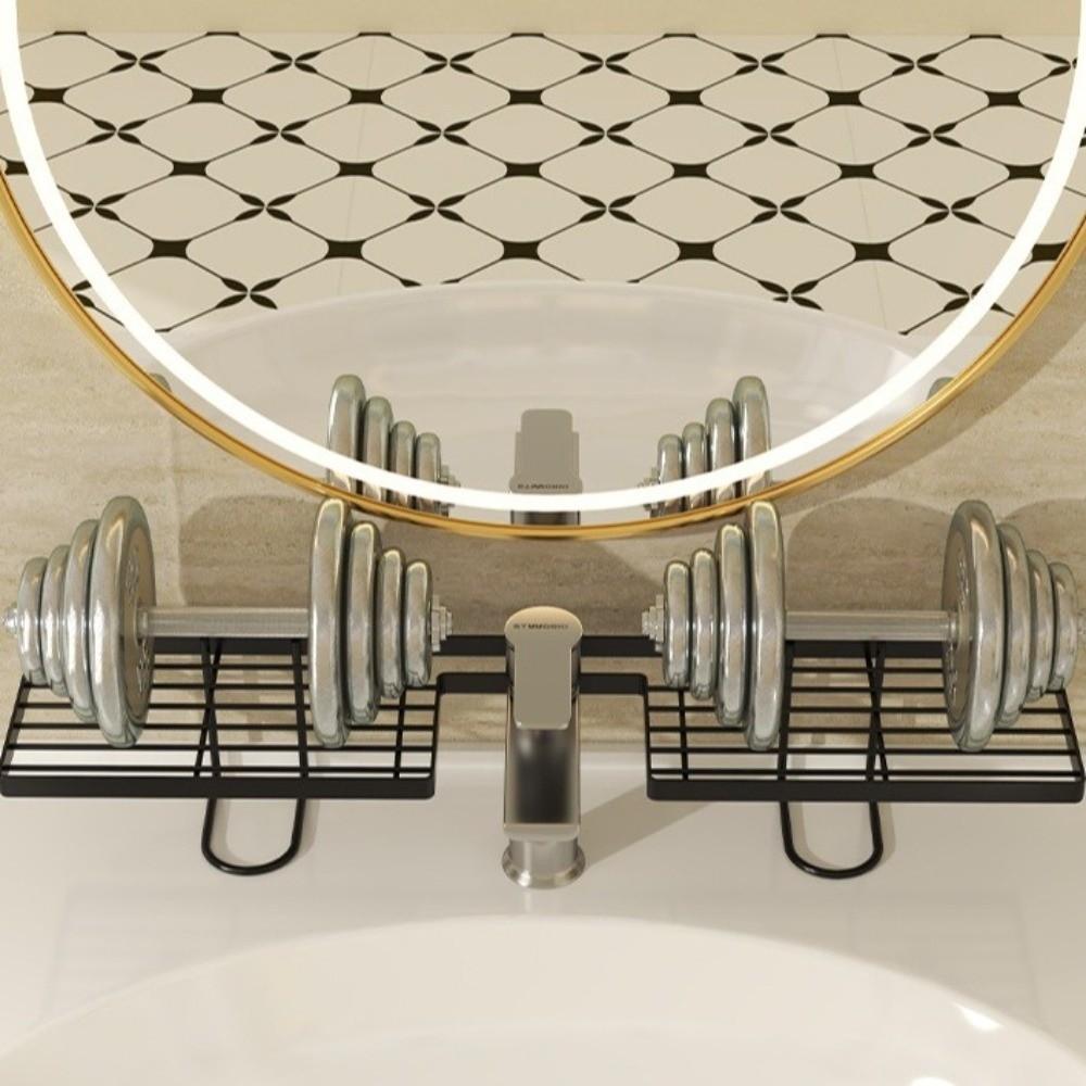 Water Drainage Bathroom Storage Rack Mesh Design Integrated Sink Drying Rack Carbon Steel Stable Sink Shelf Bathroom