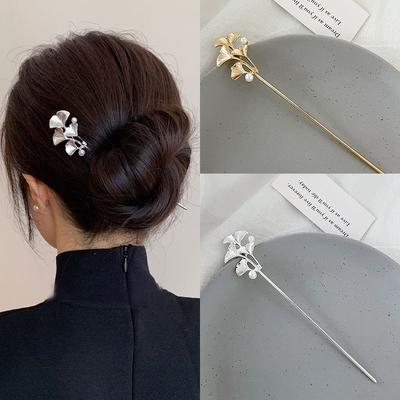 Simple Elegant Ginkgo Leaf Alloy Women Hairpins Braided Hair Multifunctional Hairpins Daily Wear Party Music Festival Accessorie