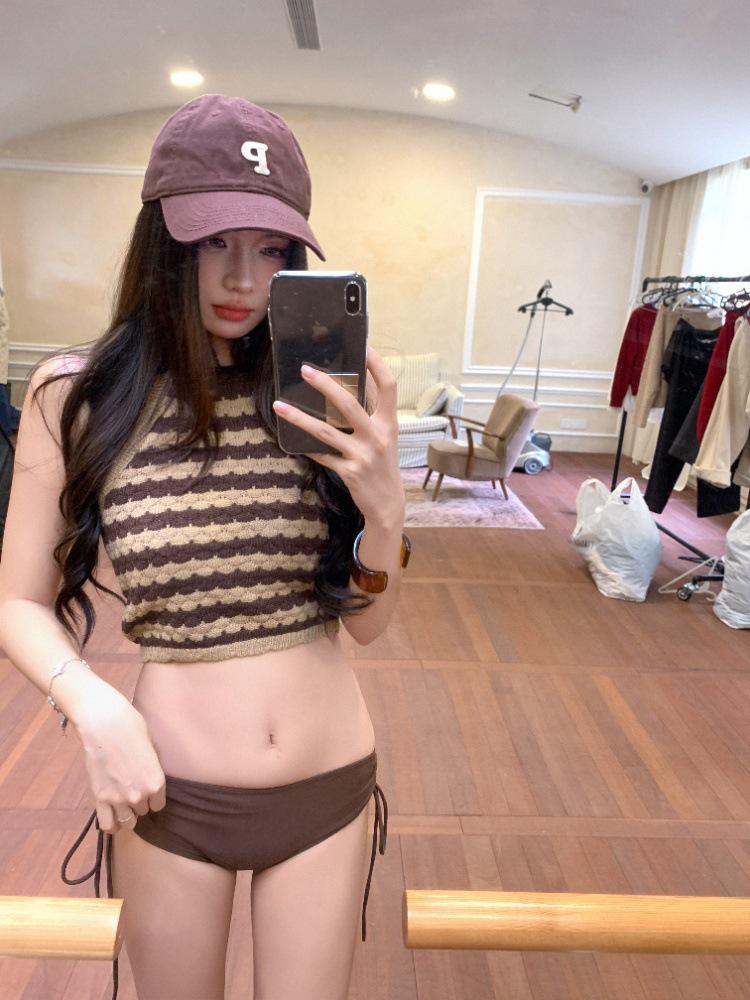 2026 Women's Striped Knit Bikini: Sexy Push-up Two-piece Swimwear