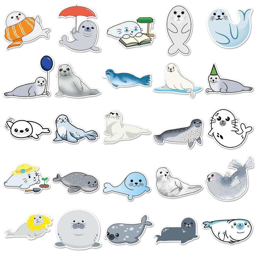 50 Cartoon Cute Animal Waterproof Stickers for Water Bottles, Journals, and Notebooks