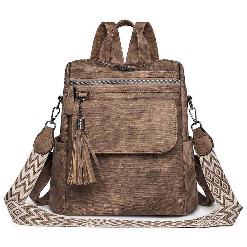 Retro Women s Backpack Women s New Multi-purpose Large-capacity Backpack Versatile Leisure Outdoor Travel Backpack коричневый