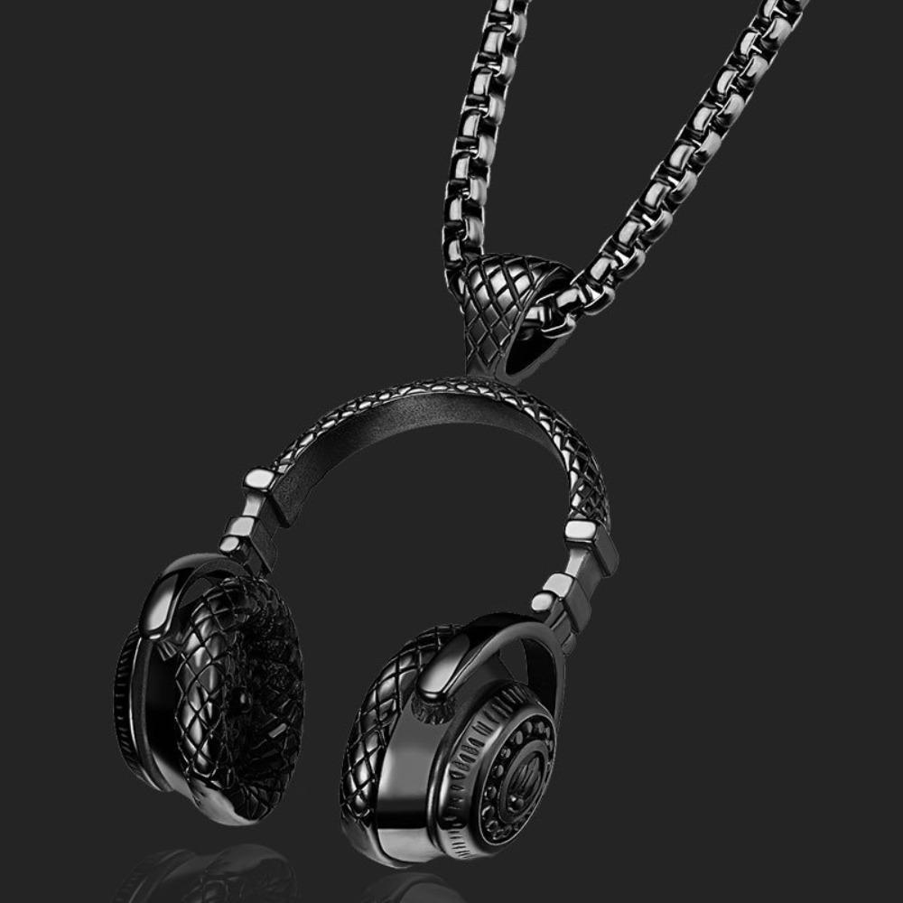 Punk Rock Style Headphone Pendant Necklace Men's Hip Hop Chain Necklace