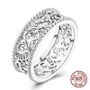 925 Sterling Silver Intricate Hollow Carved Ring Vintage Filigree Pattern Double-Sided Retro Fashion Jewelry Gift for Women