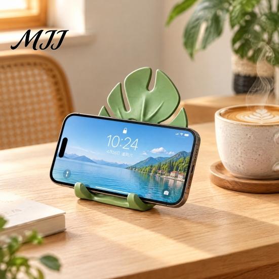 Creative Gift for Coworkers 3D Printed Monstera Leaf Phone Holder, Cute Desktop Cell Stand, Decorative Tropical Office Table Decoration Mount Home and