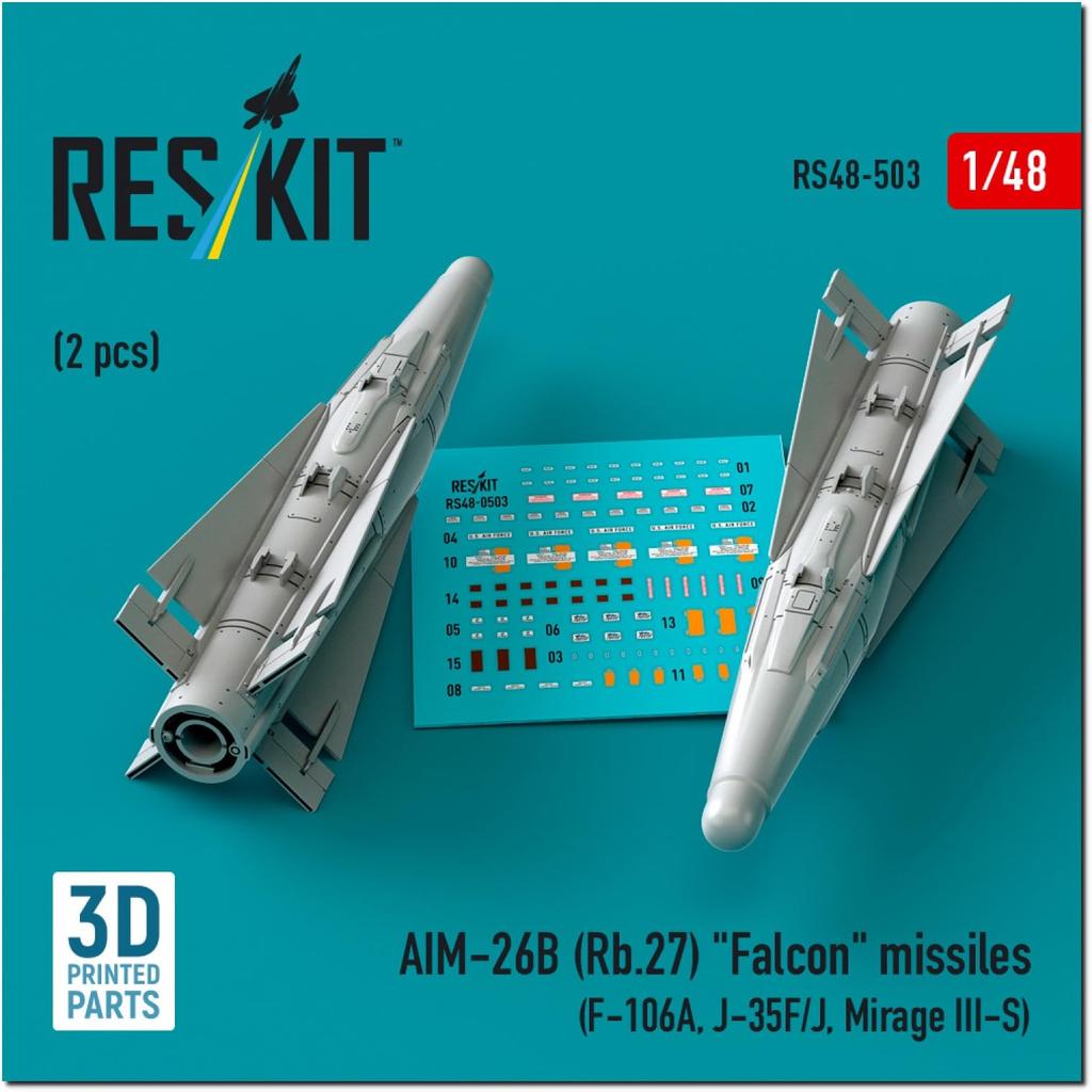 Reskit Falcon Missile 2 pieces Plastic model parts 1/48 AIM-26B (Rb.27) Air-to-Air RSK48-0503 (Airplane)