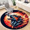 1pc Flame Wolf Office Round Area Rug, Under Office Chairs Bedroom Living Room Home Decor, Room Deco, Available in Various Sizes