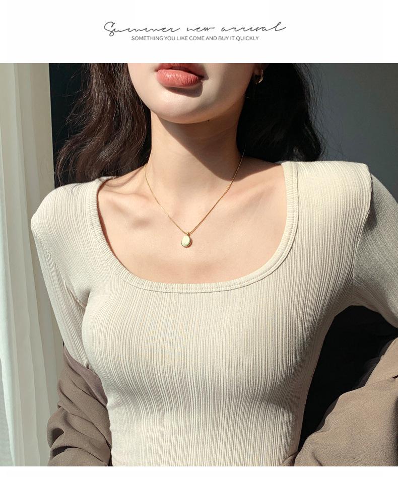Women's Slim Fit U-Neck Long Sleeve T-Shirt - Spring Style