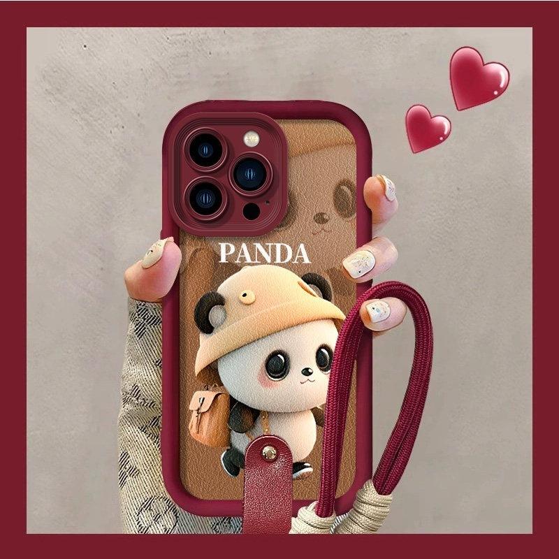 Applicable to Honor X7E leather mobile phone case X8D hat panda Honor600Lite hand rope X70 soft case
