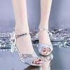 Peep Toe High Heeled Damen Sandalen Mode Damen Sommerschuhe Marke Spike Heels 6cm Gold Silber