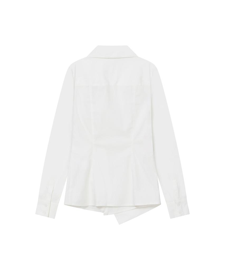 MISEKI SEOUL Wrap Pleats Button Shirt White
