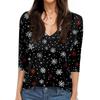 Women's T Shirt CHristmas Print 3/4 Sleeve Daily Weekend Fashion Basic V- Neck Regular Top