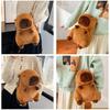 Cute Cartoon Capybara Plush Backpack For Women College Students Brown Silky Soft Urban Minimalist Style