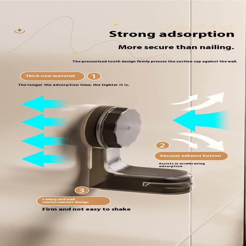 Adjustable No Drill Towel Rac Strongest Suction Cup 360 Rotate Bathroom Storage Space Saving Telescopic Rod Easy Install