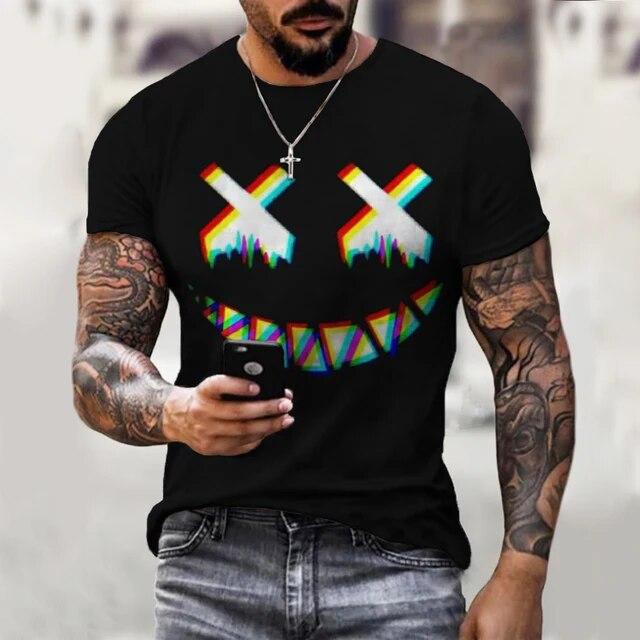 Fashion Casual Oversized Men's Clothes Short Sleeves Anime Hip Hop Plus Size 3D Printed T-Shirt O-Neck Tops