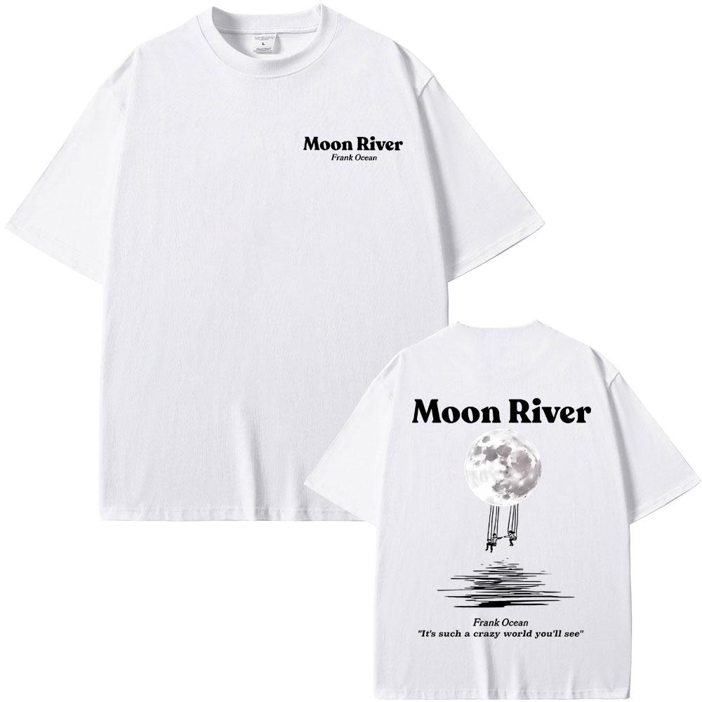 Tricouri Grafice Rapper Frank Moon River Tricou Hip Hop Ocean Blond Oversized Bărbați Modă Tricouri Bărbați Vintage Streetwear
