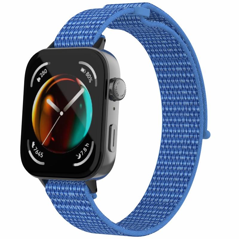 

For Huawei Watch Fit 3 Watch Strap Magic Tape Nylon Wrist Band Midnight Blue