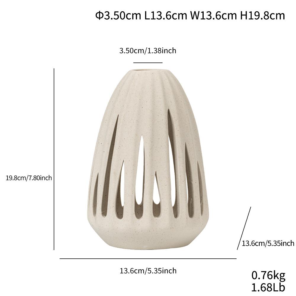 Special-Shaped Striped Ceramic Vase, Simple Flower Insert, High-End Sense, Versatile Home Soft Decoration, Light Luxury Creative Ornament