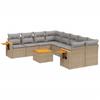 9 piece Garden Sofa Set with Cushions Beige Poly Rattan
