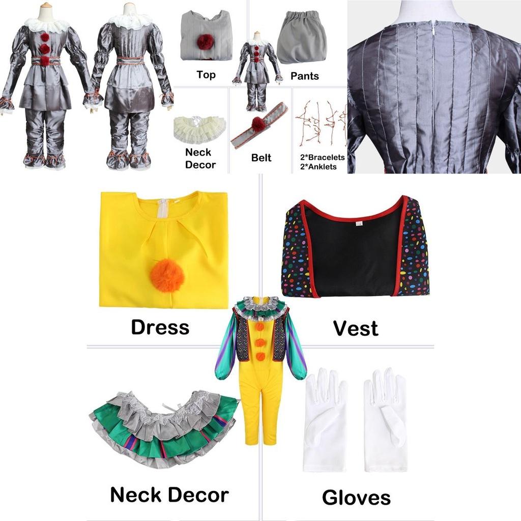 Authentic Pennywise Cosplay Costume For Kids Stephen King's It Clown Suit For Halloween Party