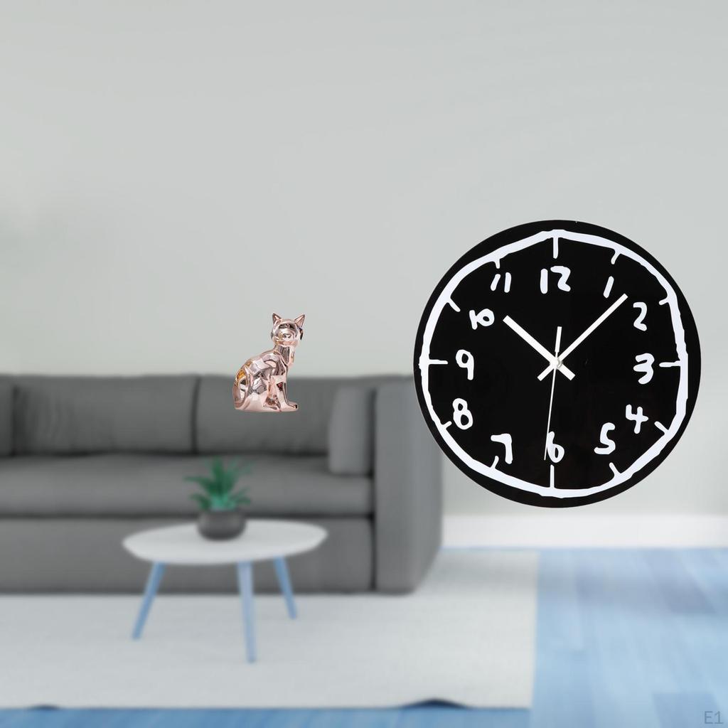 Elegant Feline Sculpture Timepiece Modern Minimalist Artful Cat Clock Ornament for Fireplace Kitchen