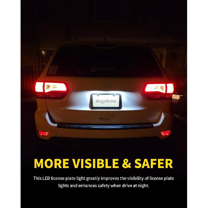 LED License Plate Lights 8-SMD Bright White Tag Lamp Assembly Compatible with Jeep 2014- Grand Cherokee, 2014-2017 Compass, 2014-2017 Patriot, Pack