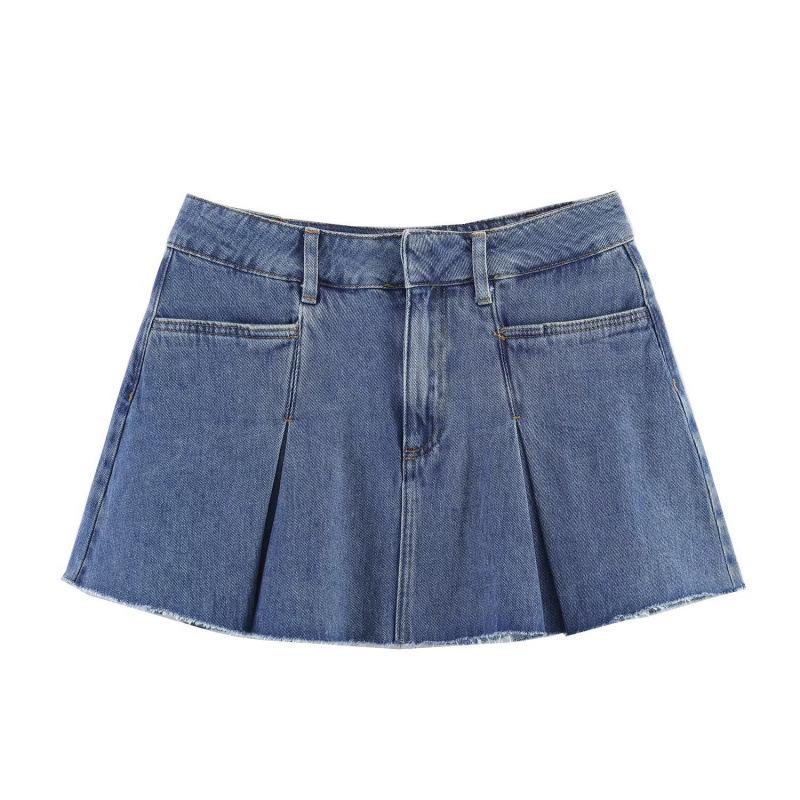 Spring 2026 European & American Style Versatile Casual Denim Skirt Extra Small синий