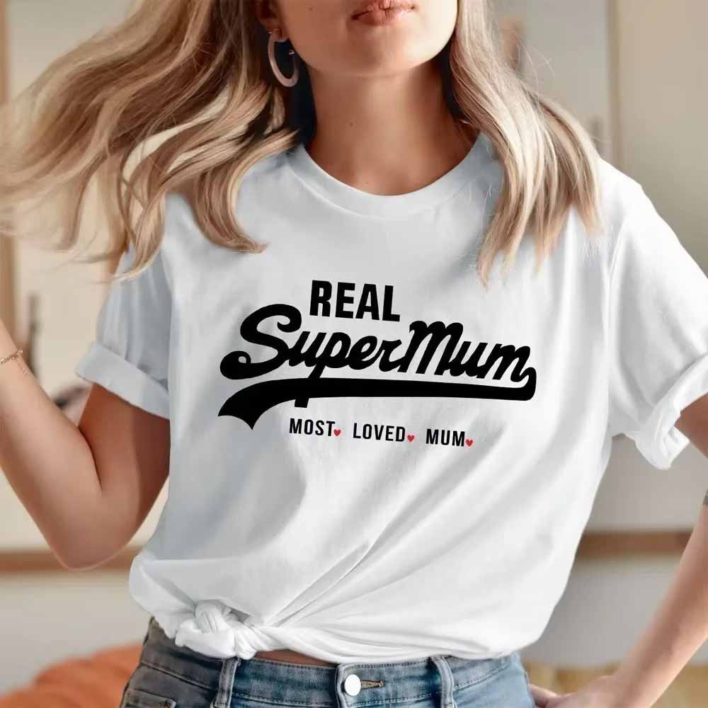 New Fashion Short Sleeve Crewneck Mama Y2k Clothes Real Super Mom Superhero Mothers Day Tshirt Most Loved Mum Tee Harajuku Top