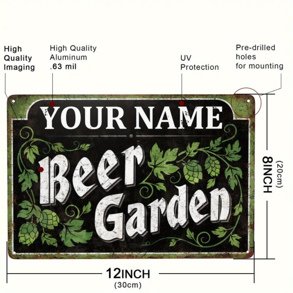 Personalized Custom Metal Sign Beer Garden Pub Decor Outdoor Bar Wall Art