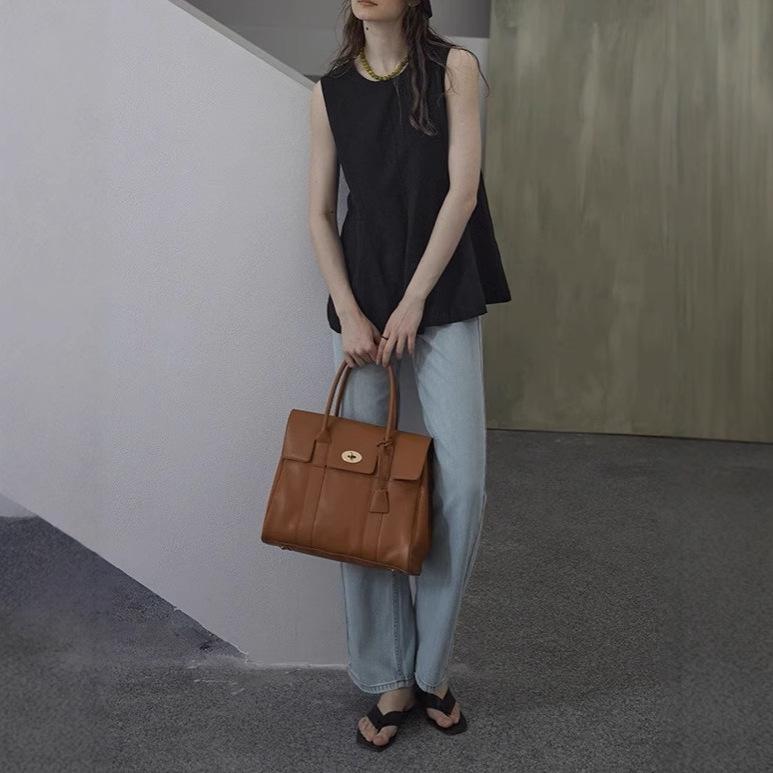 Minimal American French cotton and linen shirt summer new waist round neck sleeveless linen unique top