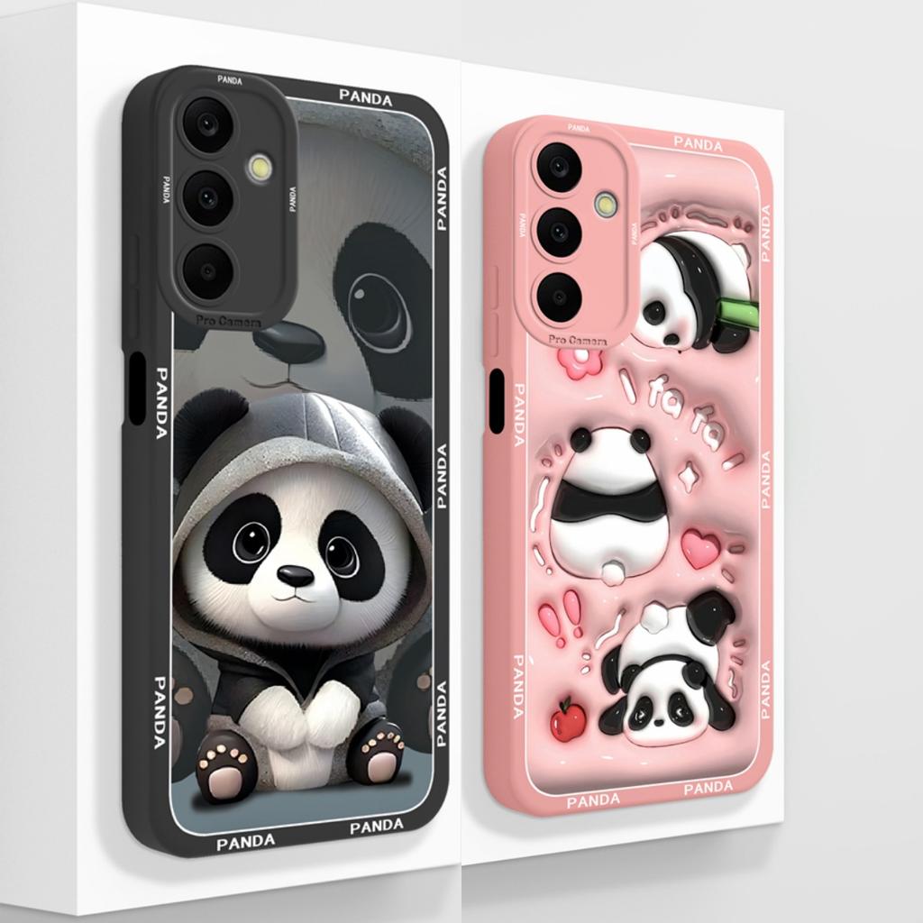 For Samsung Galaxy A25 Case Cute Panda Full Coverage Funda Soft Liquid Silicone Phone Protector For Samsung A 25 5G Back Cover