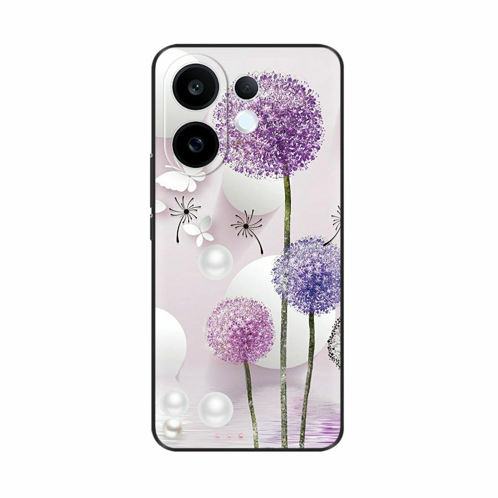 Coque en Silicone Pour Vivo S30 VivoS30 Funda Chat Fleur Rose Panda Mignon Dessin Animé Peint Coque Anti-Choc Pare-chocs Étui de Téléphone Portable