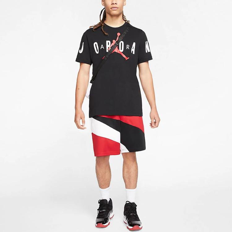 Air Jordan Mj Dna Stretched Logo Print Short Sleeve T-Shirt Men Tops Black CZ1880-010