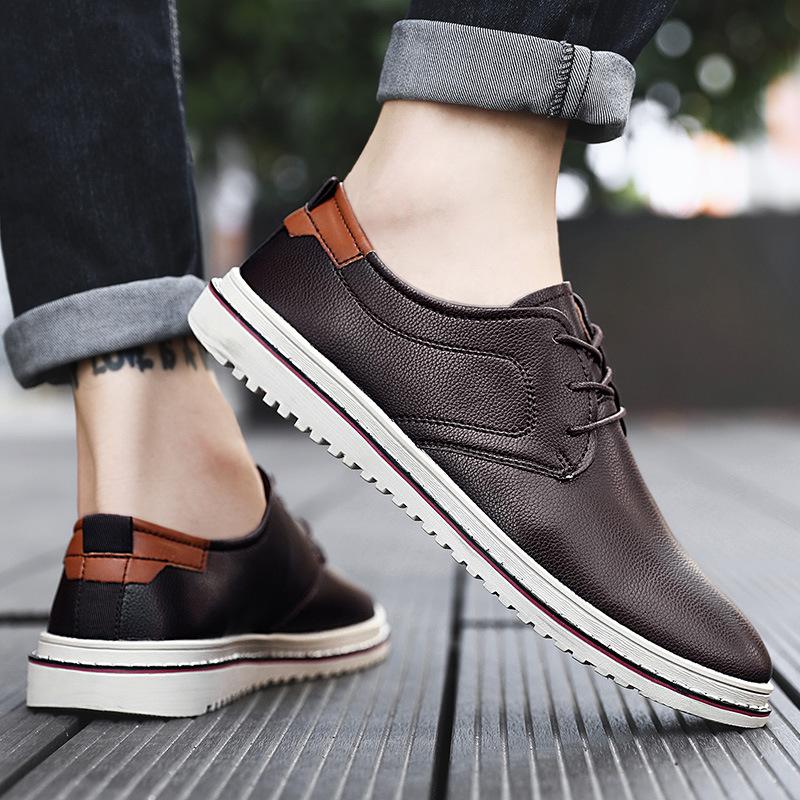 2025 Spring New Low-top British Versatile Soft-sided Breathable Leather Shoes Business Off-trend Shoes Idle Large-size Men's Shoes