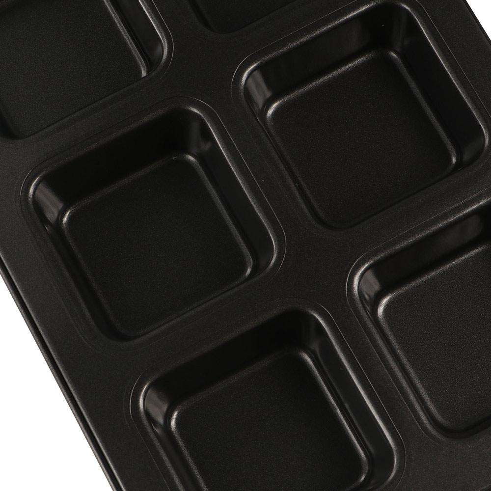 Non-stick Brownie Cake Pan 6 Cavities Bread Mold Kitchen Accessory Muffin Cake Baking Tray  Pudding