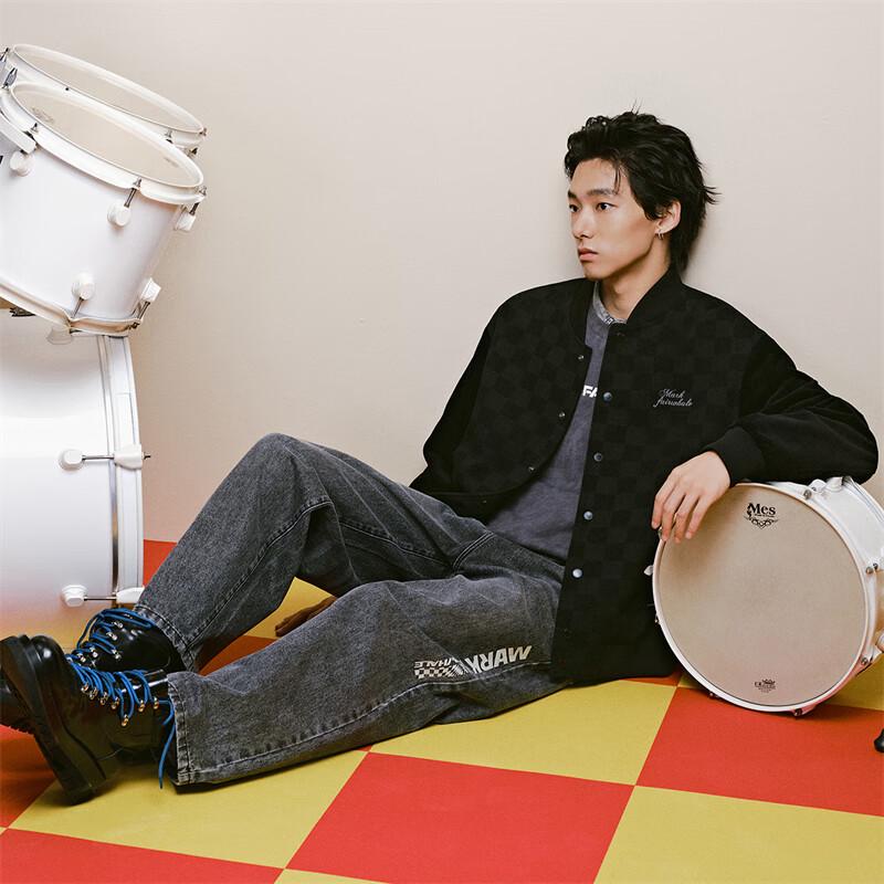 Mark Fairwhale Herren Karierte Bestickte Baseballjacke