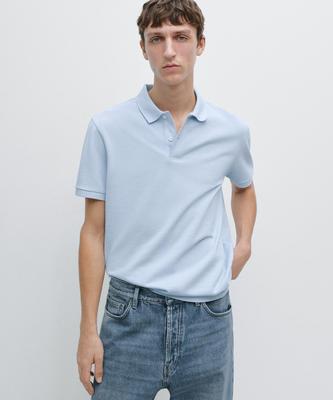 Masimodutti Microtextured Cotton Pique Polo Shirt