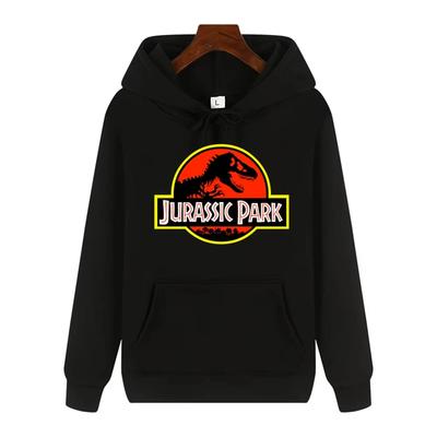 2025 Men's High-end Quality Jurassic Park Pattern Print Autumn Winter Thick Warm Outdoor Hooded Hoodie Harajuku Leisure Fashion
